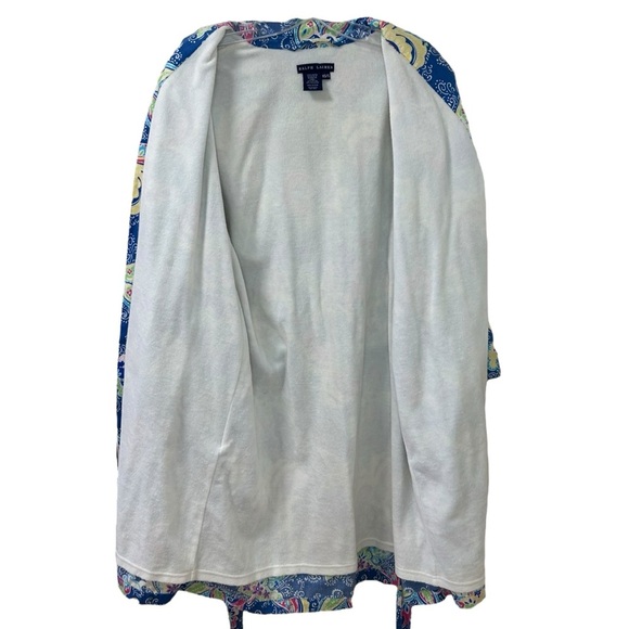 Ralph Lauren - Paisley Robe, Belt, Terry Cloth Lining - Size XS / S, Blue, Multi - Picture 6 of 17